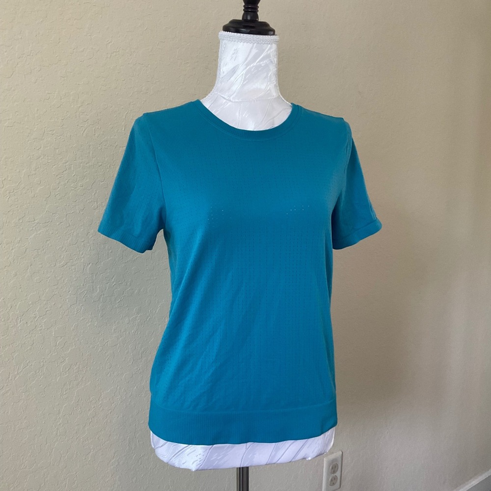 Athleta Momentum Seamless Tee Womens M Blue Athletic Workout Top